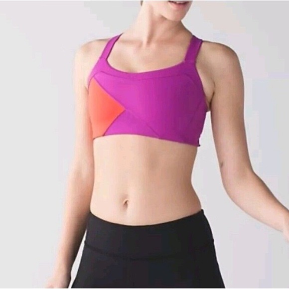Lululemon Kanto Catch Me Bra Kanto Stripe Pink and Orange Size 6 - Picture 1 of 5